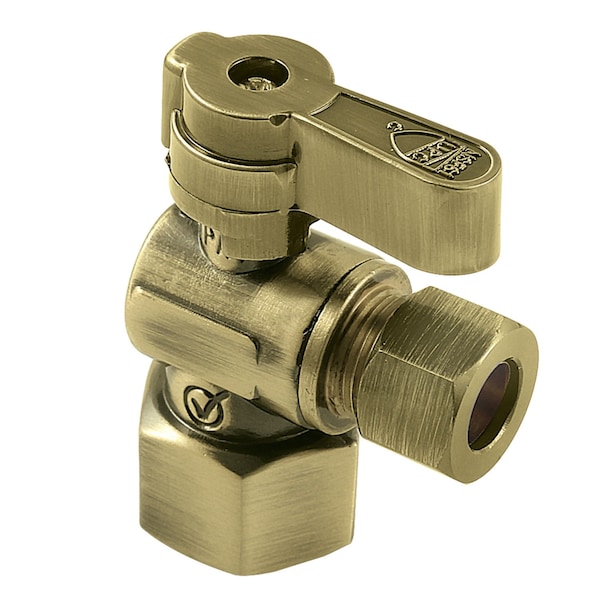 12 FIP x 38 OD Comp Angle Stop Valve, Antique Brass
